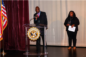 Dr. Adams Accepting HSSU Award